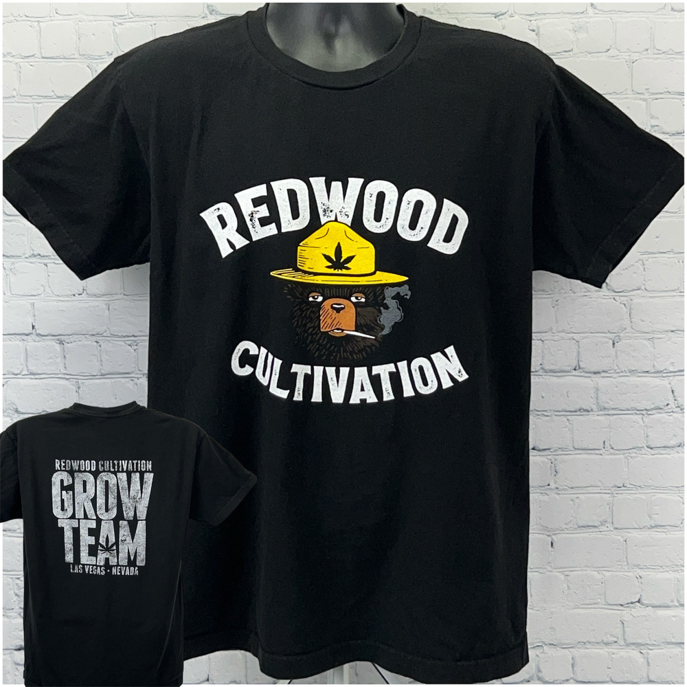 Redwood Cultivation Grow Team T Shirt L Large Black Cannabis Weed Tee